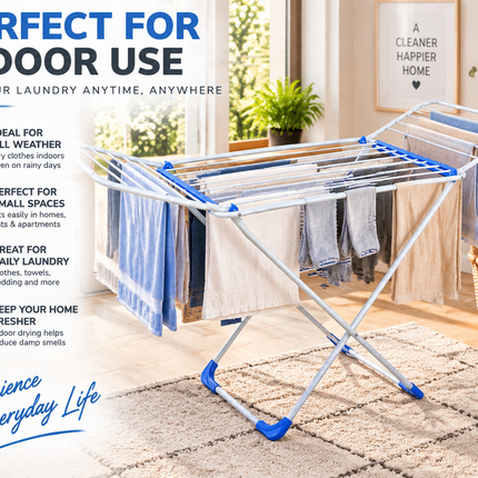 Winged Folding Clothes Airer Heavy Duty Metal Laundry Drying Rack Indoor 18M/25M