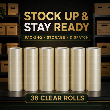 Parcel Tape 48mm X 66m Strong Heavy Duty for Secure Box Packing 36-Rolls Clear