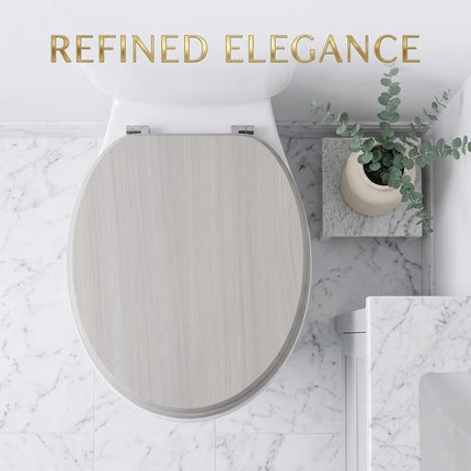 18" Universal Toilet Seat Light Grey Wooden MDF Bathroom WC Easy Fit Seat