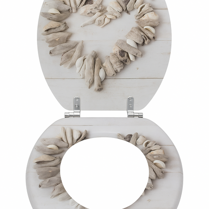 18" Universal Toilet Seat MDF Wooden Bathroom WC Easy Fit + Fittings Novelty