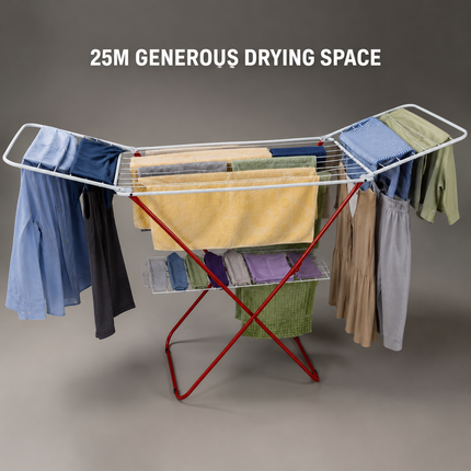 Winged Folding Clothes Airer Heavy Duty Metal Laundry Drying Rack Indoor 18M