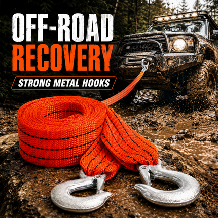 Tow Strap With Hooks 4m Heavy Duty Recovery Belt