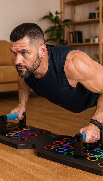 Portable Folding Push-Up Board with Handles & Resistance Bands