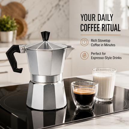 Moka Pot Stovetop Aluminium Italian Espresso Ground Coffee Latte Maker 100ml