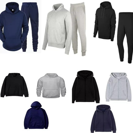 Mens Fleece Hoodie Contrast Top Bottom Gym Joggers Fitness Jogging Tracksuit Set