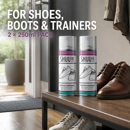 2x Shoe Boot Deodorant Spray Odour Remover Footwear Freshener Neutraliser 250ml