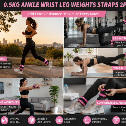 0.5kg Pink Ankle & Wrist Weights Set – 2PCS