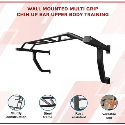 Multi Grip Door Pull Up Bar Wall Mounted Chin Up Heavy Duty Home Gym Station