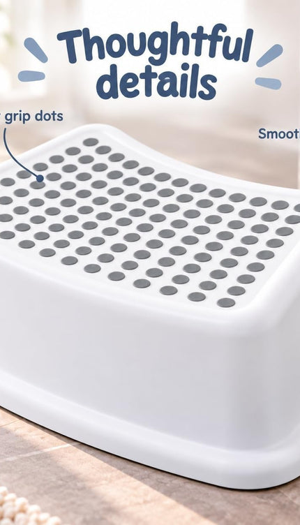Toddler Step Stool Anti-Slip Top Sturdy Plastic Toilet Bathroom Aid Stool White