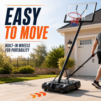 Portable Basketball Hoop Stand 6.5-10FT Adjustable Height Backboard Wheeled Base