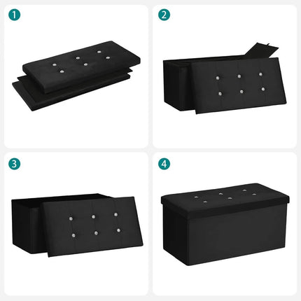 OTTOMAN STORAGE BOX FOLDING STORAGE OTTOMAN POUFFE BENCH SEAT TOY BOX 76cm