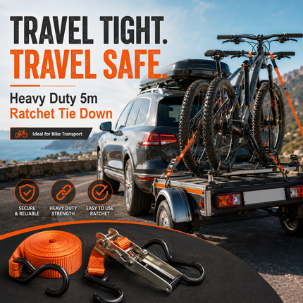 Ratchet Tie Down Strap 5m Heavy Duty Cargo Belt