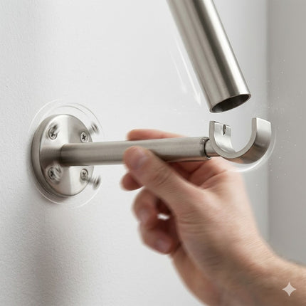 28mm Brushed Nickel Long Curtain Bracket