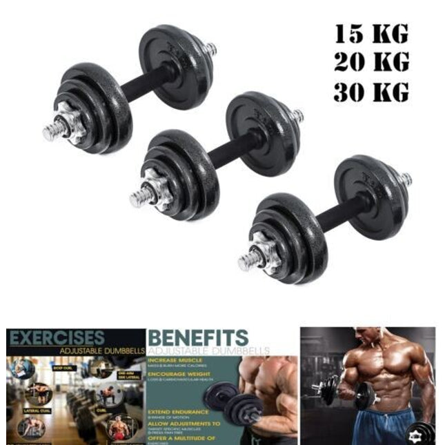 Adjustable Dumbbell & Barbell Set 15-30