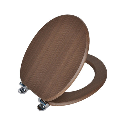 18" Universal Toilet Seat MDF Wooden Bathroom WC Easy Fit + Fittings Novelty