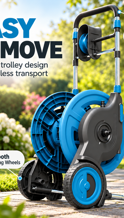 Garden Hose Reel Cart Wheels 50M Capacity Heavy Duty Garden Hose Holder Trolley