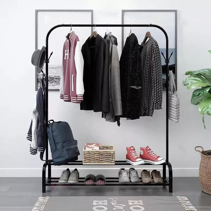 Heavy Duty Clothes Rail Rack Garment Hanging Stand with Shoe Shelves Storage