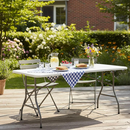 6ft Folding Table Portable Trestle Camping Picnic Party BBQ Garden Market Stall