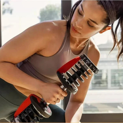 2X 24kg Quick Dial Dumbbells 15in1 Adjustable Smart Exercise Gym Fitness Weights