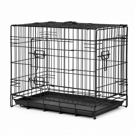 Pet Cage With Tray 48 Inch Heavy Duty Metal Cat Dog Crate Kennel