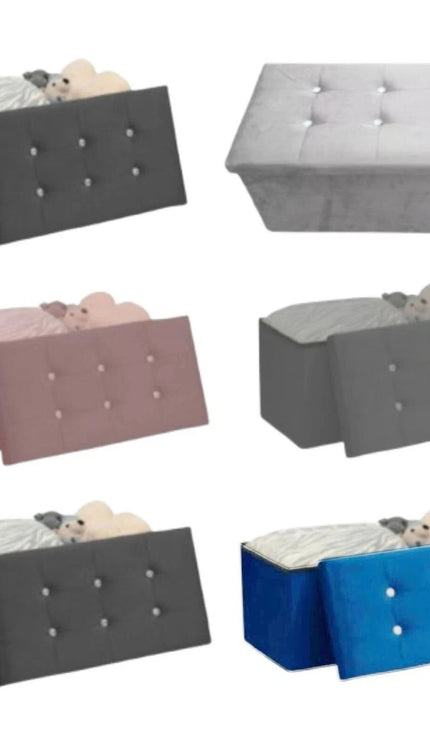 OTTOMAN STORAGE BOX FOLDING STORAGE OTTOMAN POUFFE BENCH SEAT TOY BOX 76cm