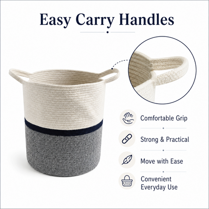 Cotton Rope Basket Toy Storage Laundry Hamper Medium Cloth Organizer