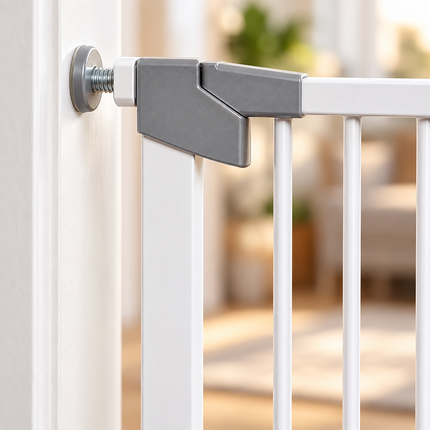 Baby Stair Gate | Pressure Fit Auto-Close Child & Pet Safety Gate – White