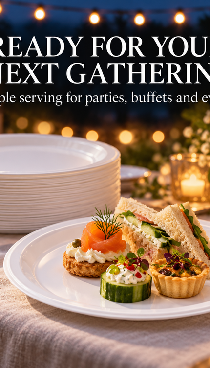 50 Pack White Disposable Paper Plates Biodegradable 9 Inch