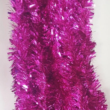 Pack of 5 Chunky Fluffy Tinsel Christmas Tree Decoration, Magenta Purple 2 Metre