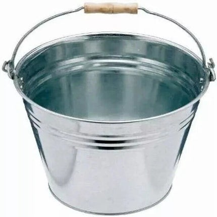 TRADITIONAL GALVANISED STRONG STEEL METAL BUCKET WITH WOODEN HANDLE 9L To 18L