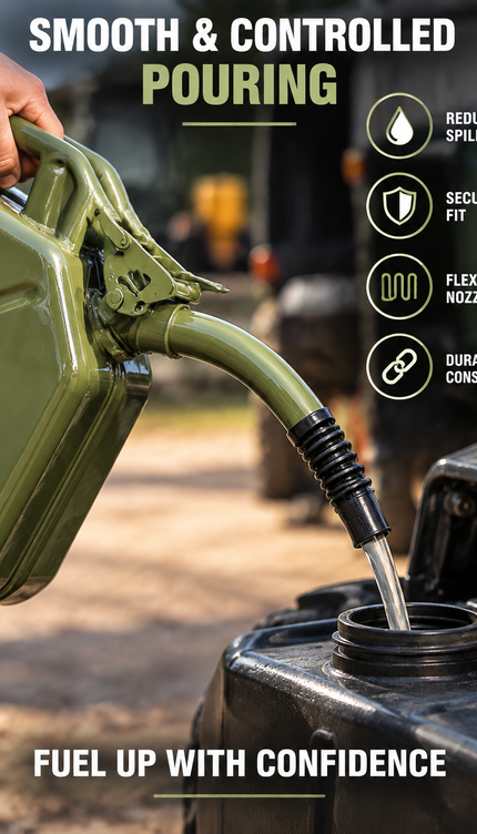 Metal Jerry Can 20L & Spout Heavy Duty Petrol Diesel Storage Container