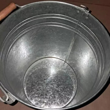 TRADITIONAL GALVANISED STRONG STEEL METAL BUCKET WITH WOODEN HANDLE 9L To 18L