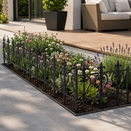 Garden Edging Fence 10PCS Black Wood Effect Lawn Border Panels