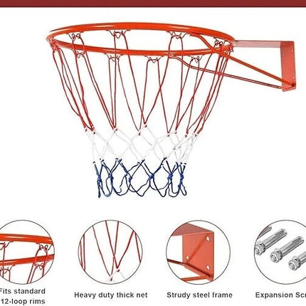 Full Size Basketball Hoop Ring Net Wall Mounted Outdoor Hanging Basket 18"/45cm