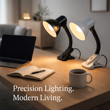 Adjustable Desk Clamp Lamp Bed Study Reading Light Clip On Table Lamp Black