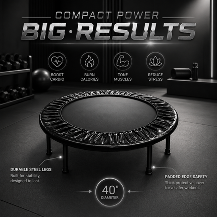 Mini Fitness Trampoline 36" 40" 45" Portable Cardio Workout Exercise Rebounder
