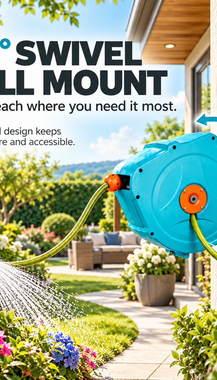 20M Wall Mounted Retractable Hose Reel with Spray Nozzle