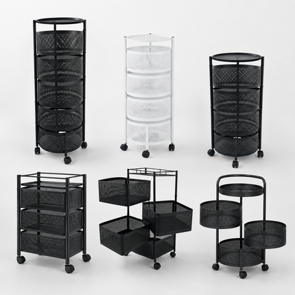 Trolley Rack Rotating Storage Kitchen Bathroom Vegetable Organizer Cart Shelf