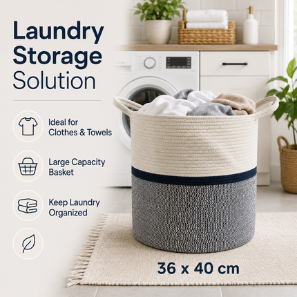 Basket Cotton Rope XL Laundry Clothes Toy Storage Washing Organizer Hamper