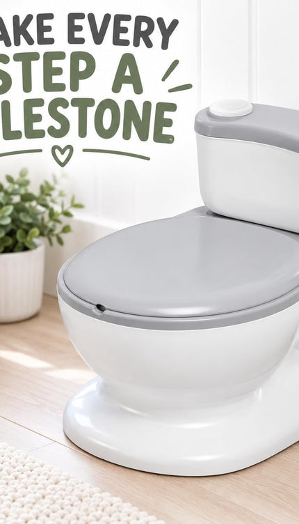 Toddler Potty Training Kids Toilet Flush Sound Music Soft PVC Seat Non-Slip Grey