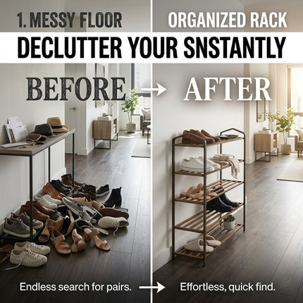 5 Tier Shoe Stand Rack Lightweight 20 Pairs Storage Compact Organizer Shelf