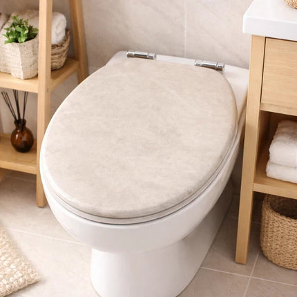 Universal Toilet Seat Natural Stone Effect Wooden Bathroom WC Seat &Fittings 18"