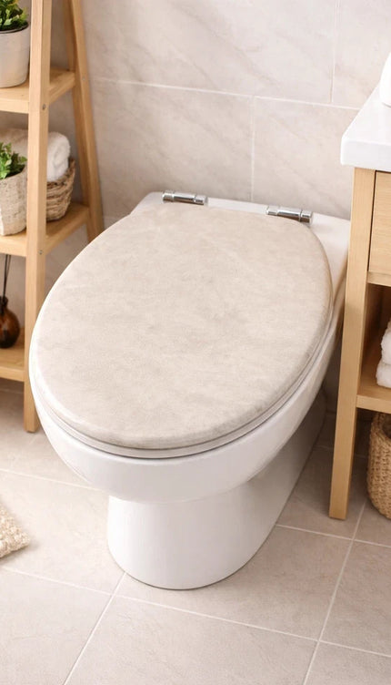 Universal Toilet Seat Natural Stone Effect Wooden Bathroom WC Seat &Fittings 18"