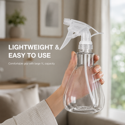 Trigger Spray Bottle 1L Empty Clear Sprayer for Salon Cleaning Plants Bottle