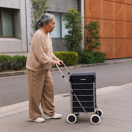 Folding Shopping Trolley Cart 4 Wheel With 60L Insulated Cooler Bag Portable