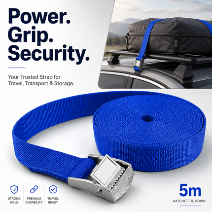 Ratchet Tie Down Strap 5m Heavy Duty Cargo Lashing Belt