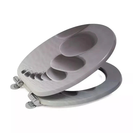 18” Universal Bathroom Toilet Seat – Pebbles Black Novelty WC Seat with Fittings