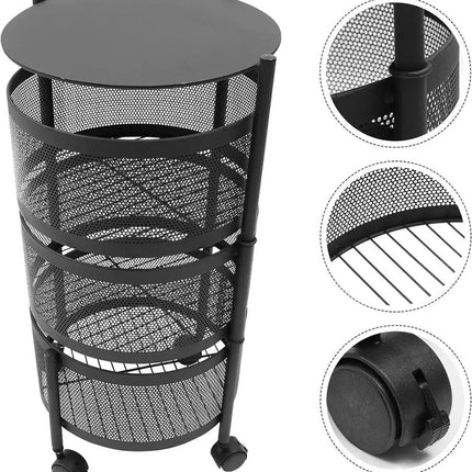 4 Tier Storage Bath Kitchen Rack Rotating Serving Round Bath Trolley Cart Shelf