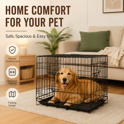 Dog Crate Metal Pet Cage Portable Puppy Kennel