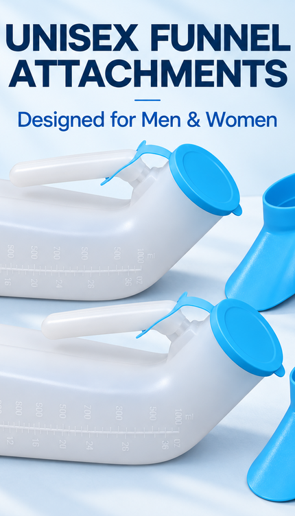 Unisex Urinal Bottle 1L Men & Women Spill-Proof Funnel Portable Bedside Travel